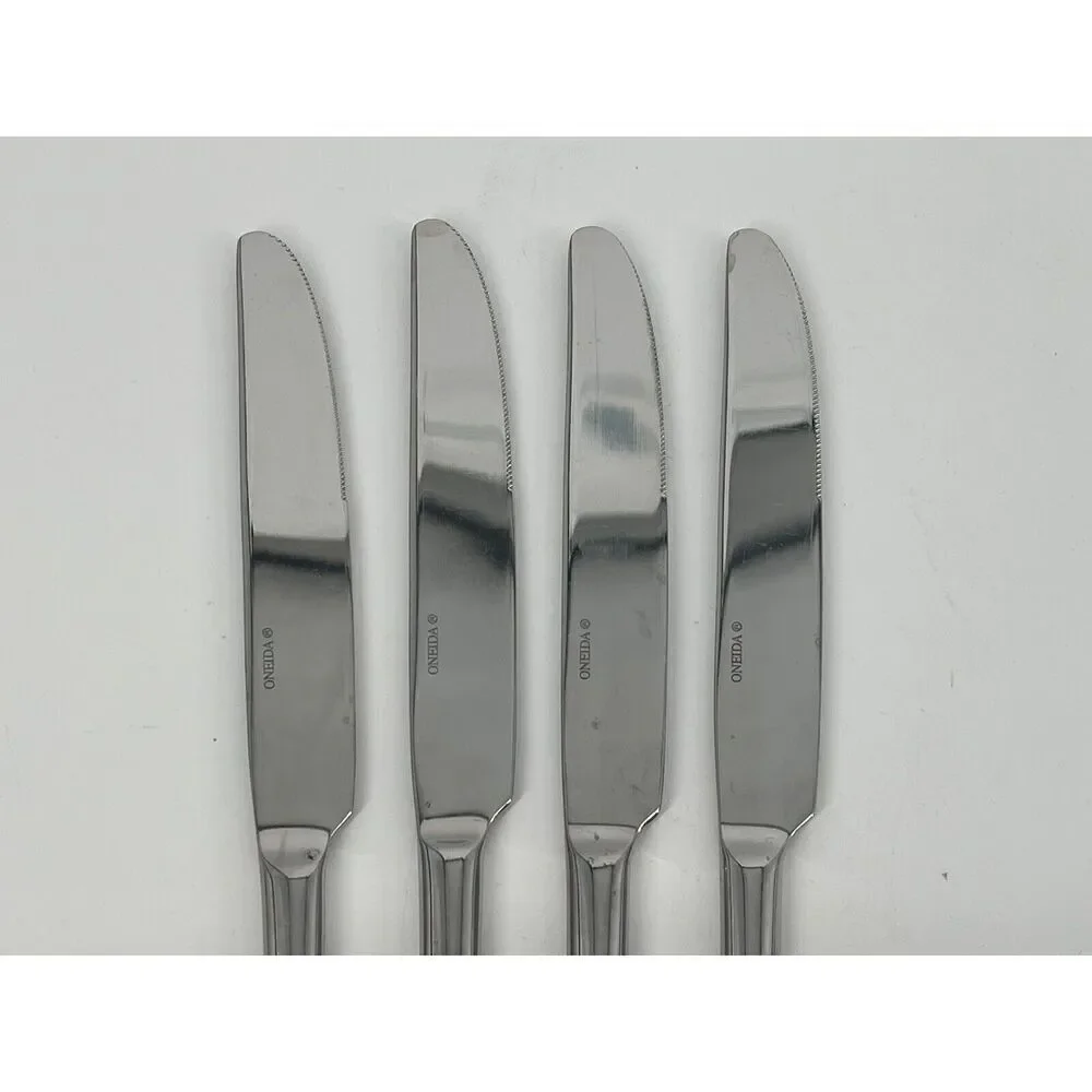 Oneida Stainless Dinner Knife 9 1/2” VOSS Glossy Concave Handle Set Of 4